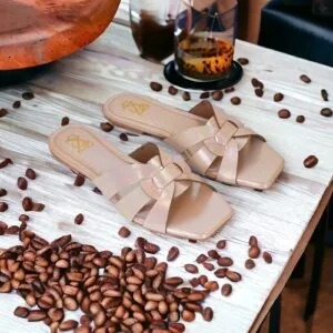 Women's Cross Strap Beige Casual Flat Sandal