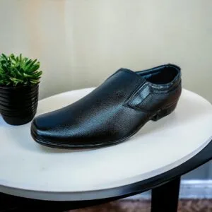 Men's Black Genuine Leather Mocassin Plain Formal Shoes