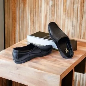 Men's Black Genuine Leather Mocassin Office Plain Formal Shoes