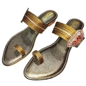 Women's Block Heel Toe Strap Handmade Embellished Brooch Pattern Wedding Sandal