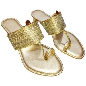 Women's Block Heel Toe Strap Handmade Detailed Embroidery Zari Wedding Sandal