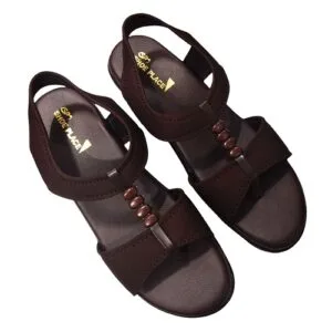 Beaded Detail Sandal - Elegant Double Strap Wedge Heel Comfortable Toe Loop Pull-On Casual Sandal"