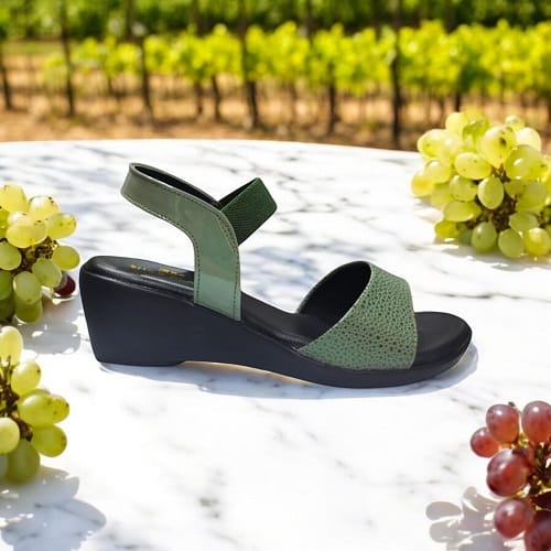 ZBYY Women's Wedge Ankle Strap Sandals - Round Toe Gladiator Style, Comfortable Flat Heel, Green Summer Beach Shoes - View #4